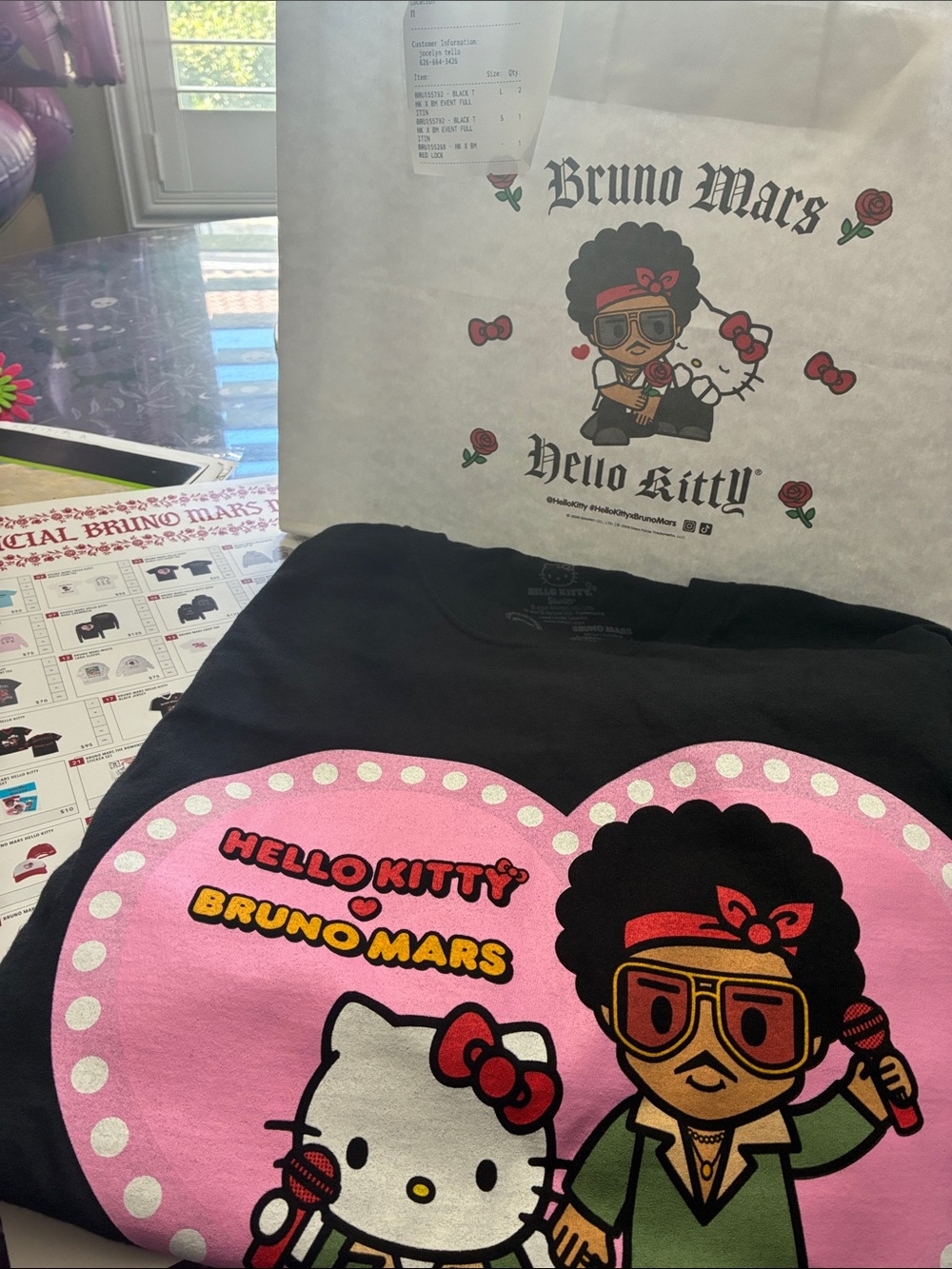 Hello Kitty x Bruno Mars Graphic Tee - Black & Pink